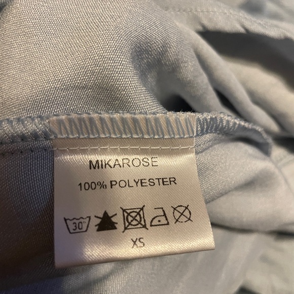 Mikarose The Spencer Faded Denim Sheen Smocked Waist Puff Sleeve Dress‎ Size XS - Picture 7 of 7